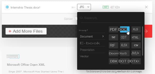 Open a file in docx, xlsx or pptx format