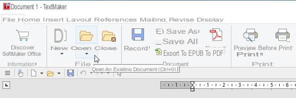 Open a file in docx, xlsx or pptx format