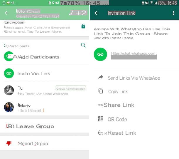 How to send the link of a WhatsApp group